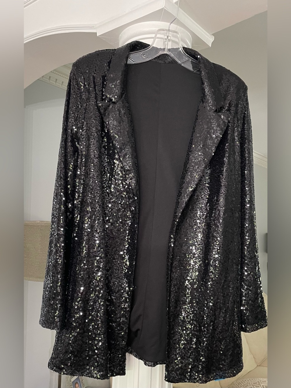 Cupshe women’s size medium Black Sequin open front blazer/jacket